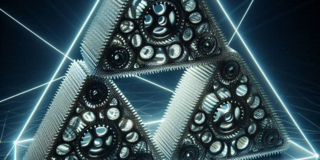 Artist's impression of a fractal geometry known as Sierpiński gasket.